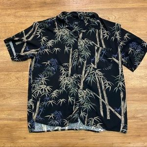 Silk Icon large bamboo print Large button down short sleeve shirt